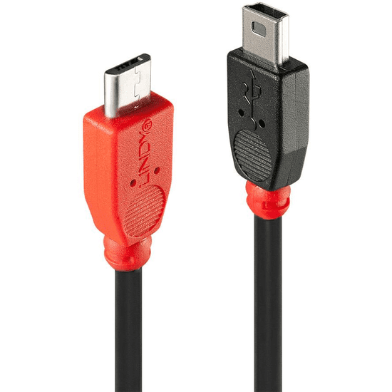 Lindy 31718 USB kábel 1 M USB 2.0 Micro-USB B Mini-USB B Fekete (31718)