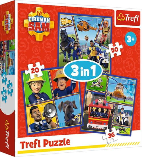 Trefl Puzzle Fireman Sam: Sam's Day 3 az 1-ben (20,36,50 darab)