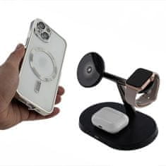 TKG Telefon töltő: Maxlife MXWC-03 - 3in1 vezeték nélküli (Wireless) töltőpad - MagSafe/wireless kompatibilis telefon, headset és okosóra