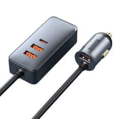 BASEUS Autótöltő 3x USB/USB-C 120W PPS Quick ChargePD szürke CCBT-B0G Baseus