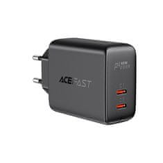AceFast Teljesítménytöltő 2x USB-C 40W PPS PD QC 3.0 AFC FCP fekete A9 fekete Acefast