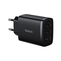BASEUS Kompakt hálózati töltő 3x USB 17W fekete CCXJ020101 Baseus