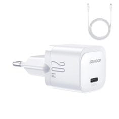 Joyroom Mini USB C 20W PD töltő USB C - Lightning kábellel JR-TCF02 - fehér Joyroom