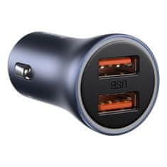 BASEUS 2x USB 40 W gyorstöltő SCP FCP AFC autós töltő + USB kábel - USB-C szürke TZCCJD-A0G Baseus