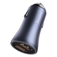 BASEUS 2x USB 40 W gyorstöltő SCP FCP AFC autós töltő + USB kábel - USB-C szürke TZCCJD-A0G Baseus