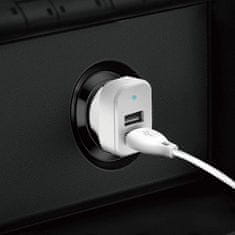 DUDAO Autótöltő 2x USB 2.4A + USB kábel 3in1 villám / C-típusú / mikro USB fehér Dudao