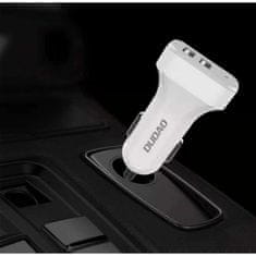 DUDAO Autótöltő 2x USB 2.4A + USB kábel 3in1 villám / C-típusú / mikro USB fehér Dudao