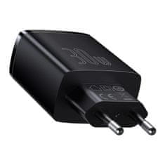 BASEUS Kompakt gyorstöltő 2x USB/USB-C 30W 3APD gyorstöltés fekete CCXJ-E01 Baseus