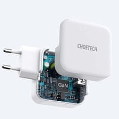 Choetech GaN USB-C PD USB-A QC3.0 gyorstöltő 65W 325A fehér PD8002 Choetech