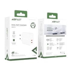 AceFast Teljesítménytöltő 2x USB-C 40W PPS PD PD QC 3.0 AFC FCP fehér A9 fehér Acefast