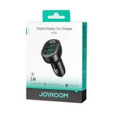 Joyroom JR-CCD03 3.4A autós töltő kijelzővel 3x USB-A - fekete Joyroom