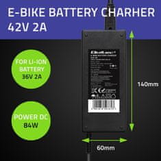 Qoltec E-bike akkumulátortöltő 36V | 42V | 2A | 5.5*2.5