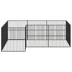 Vidaxl 12 paneles fekete porszórt acél kutyajáróka 3209558