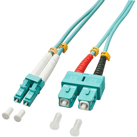 Lindy 10m OM3 LC - SC Duplex száloptikás kábel Türkizkék (46394)