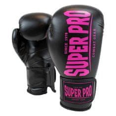 SUPER PRO SUPER PRO Boxkesztyű Combat Gear Champ - fekete/ rózsaszí