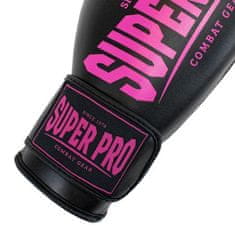 SUPER PRO Boxkesztyű Combat Gear Champ - fekete/ rózsaszí