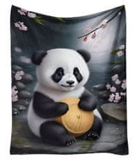 EXCELLENT Mikro plüss meleg takaró 150x200 cm - Panda és bambusz konténer