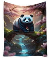 EXCELLENT Mikro plüss meleg takaró 150x200 cm - Panda a vízesésnél