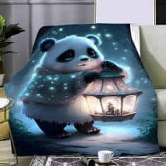 EXCELLENT Mikro plüss meleg takaró kék 150x200 cm - Panda lámpással