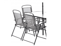 RAMIZ Szürke színű kerti bútor szett 6 székkel és ernyővel