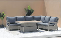 RAMIZ Rattan hatású kerti sarok bútor, állítható asztallappal