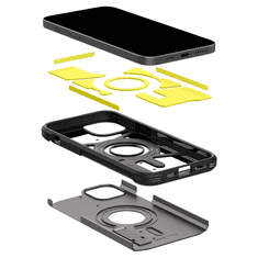 Spigen Apple iPhone 15 Pro Max, Szilikon tok + műanyag hátlap, Magsafe töltővel kompatibilis, kitámasztóval, Tough Armor Mag, sötétkék (RS148704)