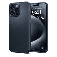 Spigen Apple iPhone 15 Pro, Műanyag hátlap védőtok, Thin Fit, sötétkék (RS149297)