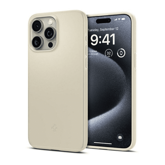 Spigen Apple iPhone 15 Pro Max, Műanyag hátlap védőtok, Thin Fit, beige (RS149295)