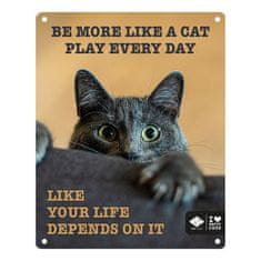 EBI D&D I LOVE HAPPY CATS fém tábla: ,,Be more like a cat play every day\" 20x25cm