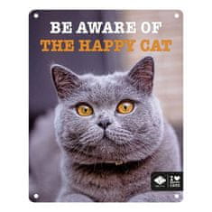 EBI D&D I LOVE HAPPY CATS fém tábla: ,,Be aware of the happy cat\" 20x25cm
