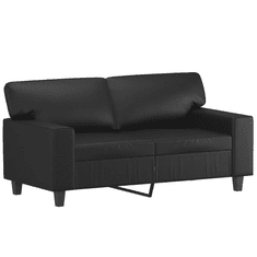Vidaxl 2 személyes fekete műbőr kanapé díszpárnákkal 120 cm (3200861)