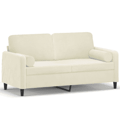 Vidaxl 2 személyes krémszínű bársony kanapé díszpárnákkal 140 cm (3200889)