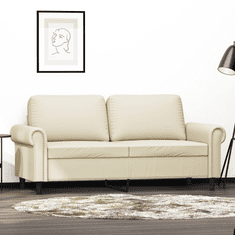 Vidaxl 2 személyes krémszínű műbőr kanapé 140 cm (359505)