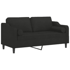 Vidaxl 2 személyes fekete szövet kanapé díszpárnákkal 140 cm (3200849)