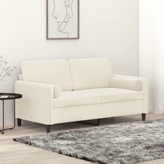 Vidaxl 2 személyes krémszínű bársony kanapé díszpárnákkal 140 cm (3200889)