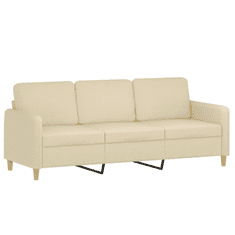 3 személyes krémszínű szövet kanapé díszpárnákkal 180 cm