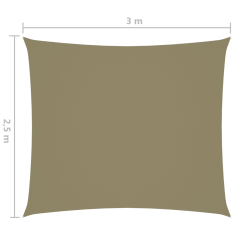 Vidaxl bézs téglalap alakú oxford-szövet napvitorla 2,5 x 3 m (135150)