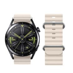 TKG Samsung Galaxy Watch 3 (45 mm) okosóra szíj - F- Design FS01 - csontfehér szilikon szíj (szíj szélesség: 22 mm)