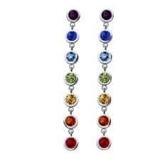 Hosszú fülbevaló színes kristályokkal Balance Post Chakra 42162.MUL.E