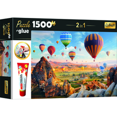 Trefl Trefl: Színes hőlégballonok puzzle - 1500 darabos + ragasztó (26177) (26177)