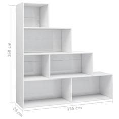 Vidaxl magasfényű fehér könyvszekrény/térelválasztó 155 x 24 x 160 cm 800663