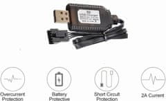 YUNIQUE GREEN-CLEAN USB univerzális RC töltőkábel SM-4P csatlakozóval 2S 7.4V LiPo akkumulátorhoz kompatibilis RC autó / autó / repülőgép / drón / RC hajó és egyéb távirányító játékok