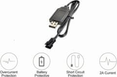 YUNIQUE GREEN-CLEAN USB univerzális RC töltőkábel SM-3P csatlakozóval 2S 7.4V LiPo akkumulátorral kompatibilis RC autó / autó / repülőgép / drón / RC hajó és egyéb távirányító játékok