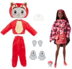 Mattel Barbie Cutie Reveal Barbie jelmezben - cica piros panda jelmezben HRK22
