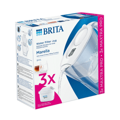 BRITA Marella vízszűrő kancsó 2.4 liter fehér + 3db Maxtra Pro szűrőbetét (1052791) (br1052791)