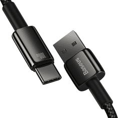 BASEUS USB töltő- és adatkábel, USB Type-C, 100 cm, 100W, gyorstöltés, QC, Tungsten Gold, CAWJ000101, fekete (RS133278)