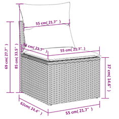 Vidaxl 3 részes bézs polyrattan kerti ülőgarnitúra párnákkal (3225757)
