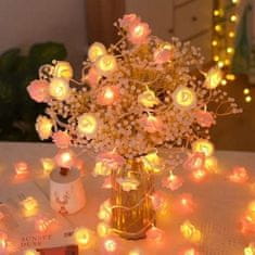 HOME & MARKER® LED fényes rózsa csokor fényfüzér, fehér-piros színben, Valentin napi ajándék ötlet, vagy díszítésre (2m) | LUMEROSE