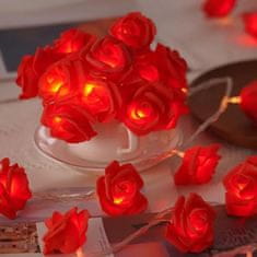 HOME & MARKER® LED fényes rózsa csokor fényfüzér, fehér-piros színben, Valentin napi ajándék ötlet, vagy díszítésre (2m) | LUMEROSE