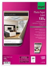 Sigel fotópapír - A4, 135g/m2, fényes, kétoldalas, 200 lap